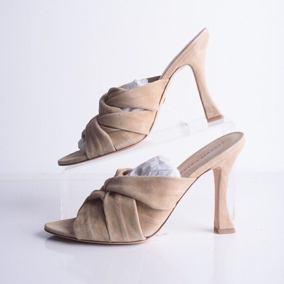 Veronica Beard Womens Alin Suede Sandals Braided Tan Mule Heels US 11 EU 41 - Picture 5 of 8